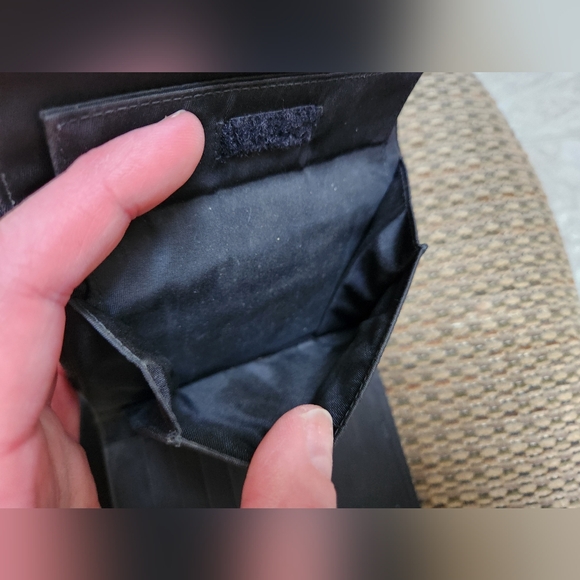 PRADA Logo Plate Black Nylon Leather Trifold Wallet/6X1273 - Picture 7 of 14